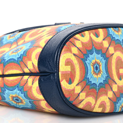 Gucci GG Supreme Kaleidoscope Calfskin Script Logo Gucci 100 Bucket Drawstring Bag Blue Orange Multicolor Blue Agata 8 of 13