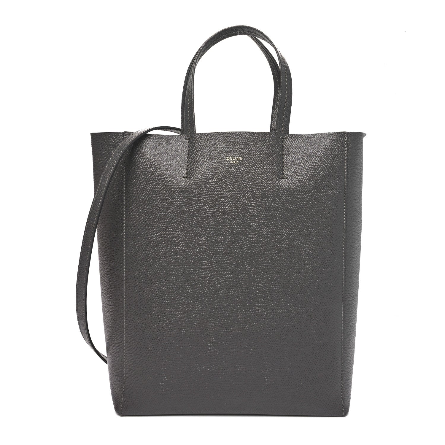 Celine Grained Calfskin Small Vertical Cabas Kohl 1 of 9