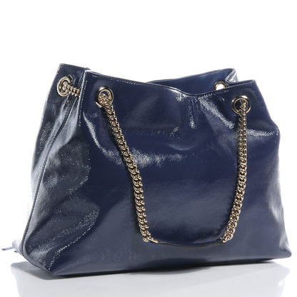 Gucci Patent Medium Soho Chain Shoulder Bag Uniform Blue 3 of 8
