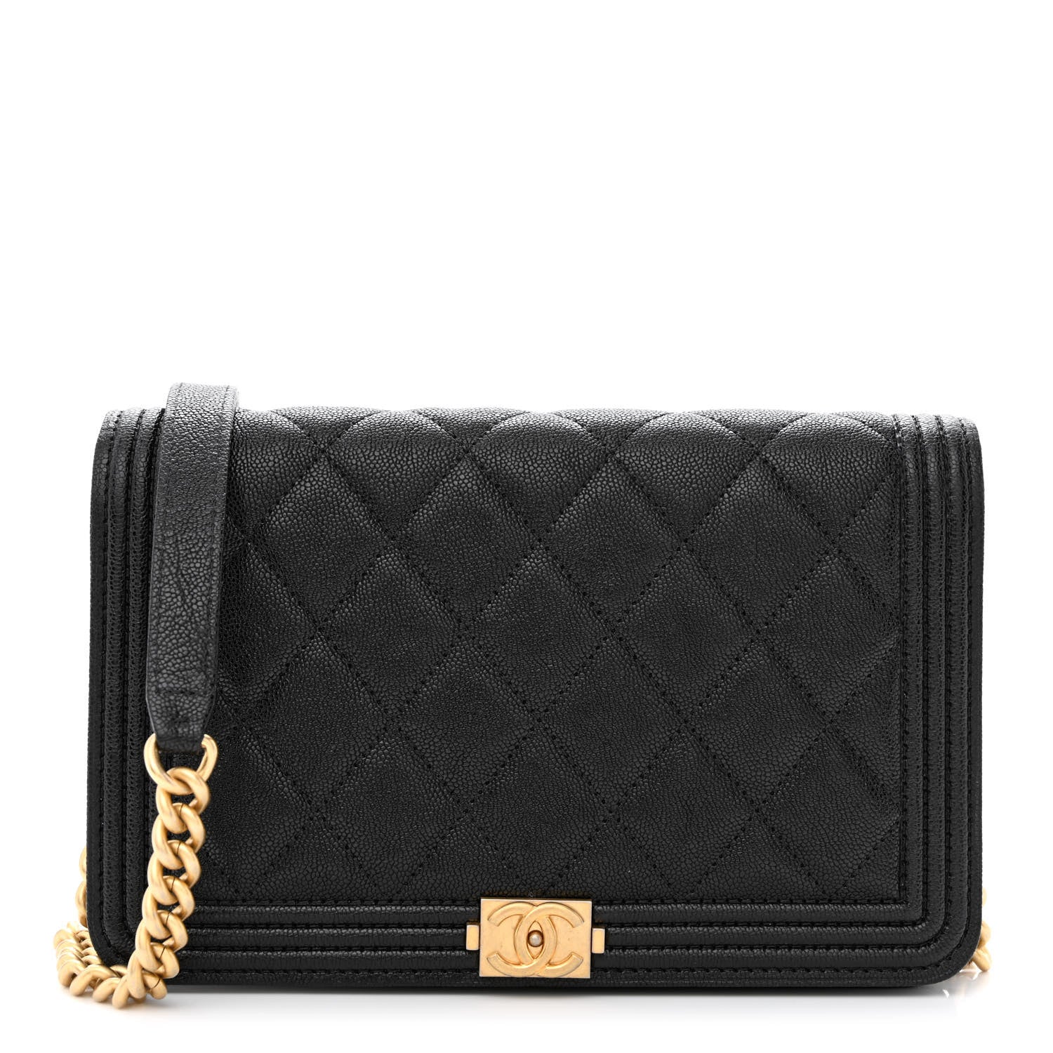 Chanel Caviar Quilted Boy Wallet On Chain WOC Black 1 of 13