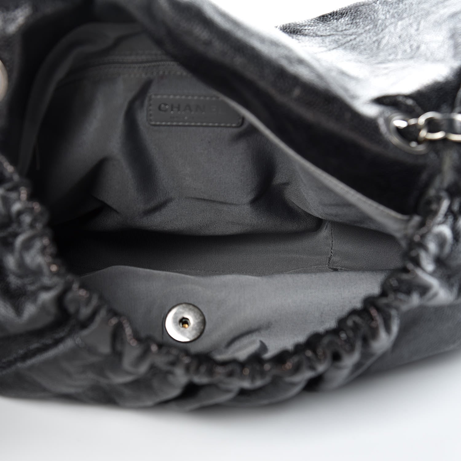 Chanel Crumpled Caviar Quilted Maxi Elastic Flap Black 8 of 15
