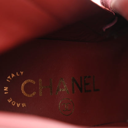 Chanel Lambskin Grosgrain Cap Toe Short Ankle Boots 36.5 Burgundy Black 6 of 13