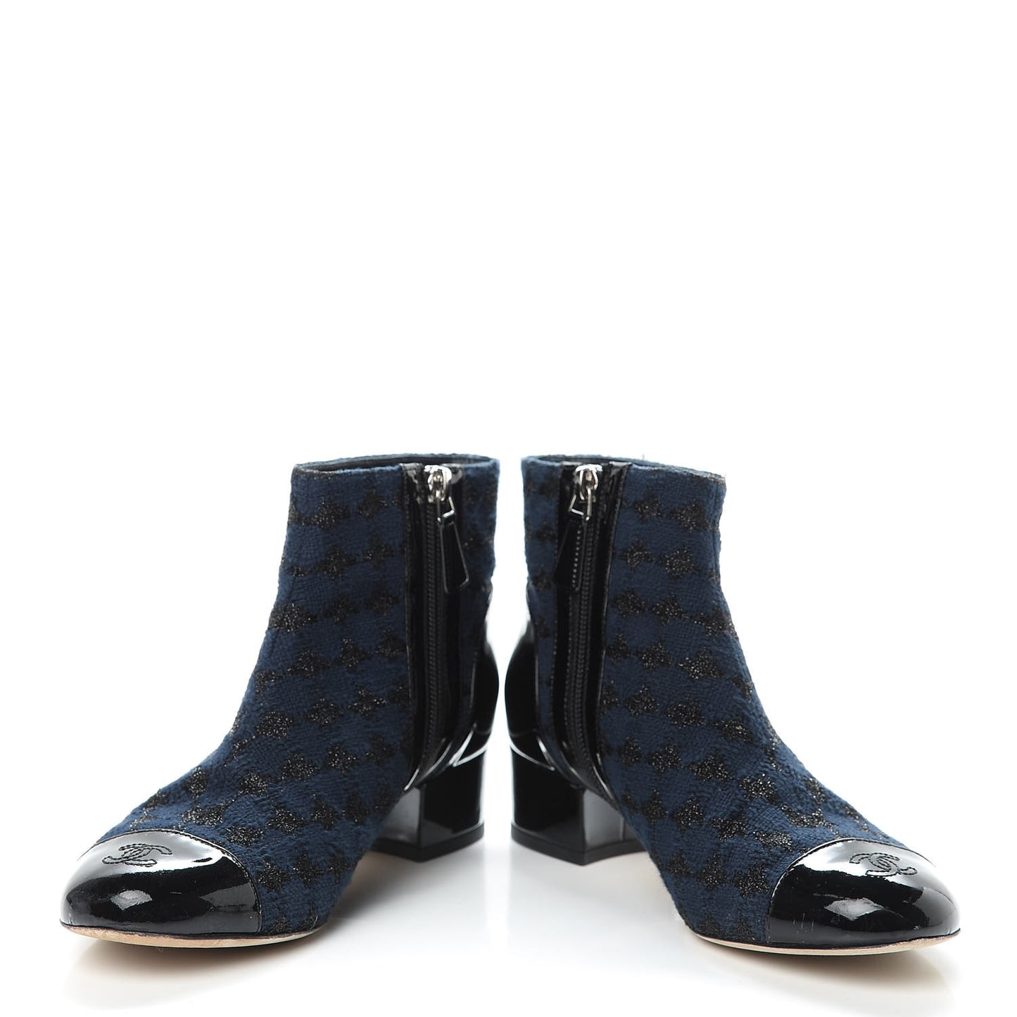 Tweed Cap Toe CC Short Boots 36.5 Navy Black