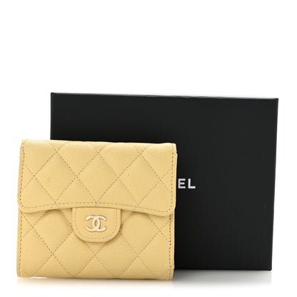 Chanel Caviar Quilted Compact Flap Wallet Yellow 12 of 12