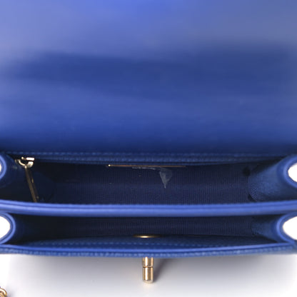 Chanel Calfskin Caviar Quilted Mini Chain Handle Flap Blue 4 of 7