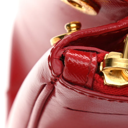 Prada Saffiano Vernice Small Galleria Double Zip Rosso 14 of 15