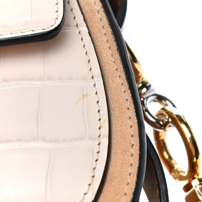 Chloe Calfskin Crocodile Embossed Small Tess Bag Cement Pink 12 of 13