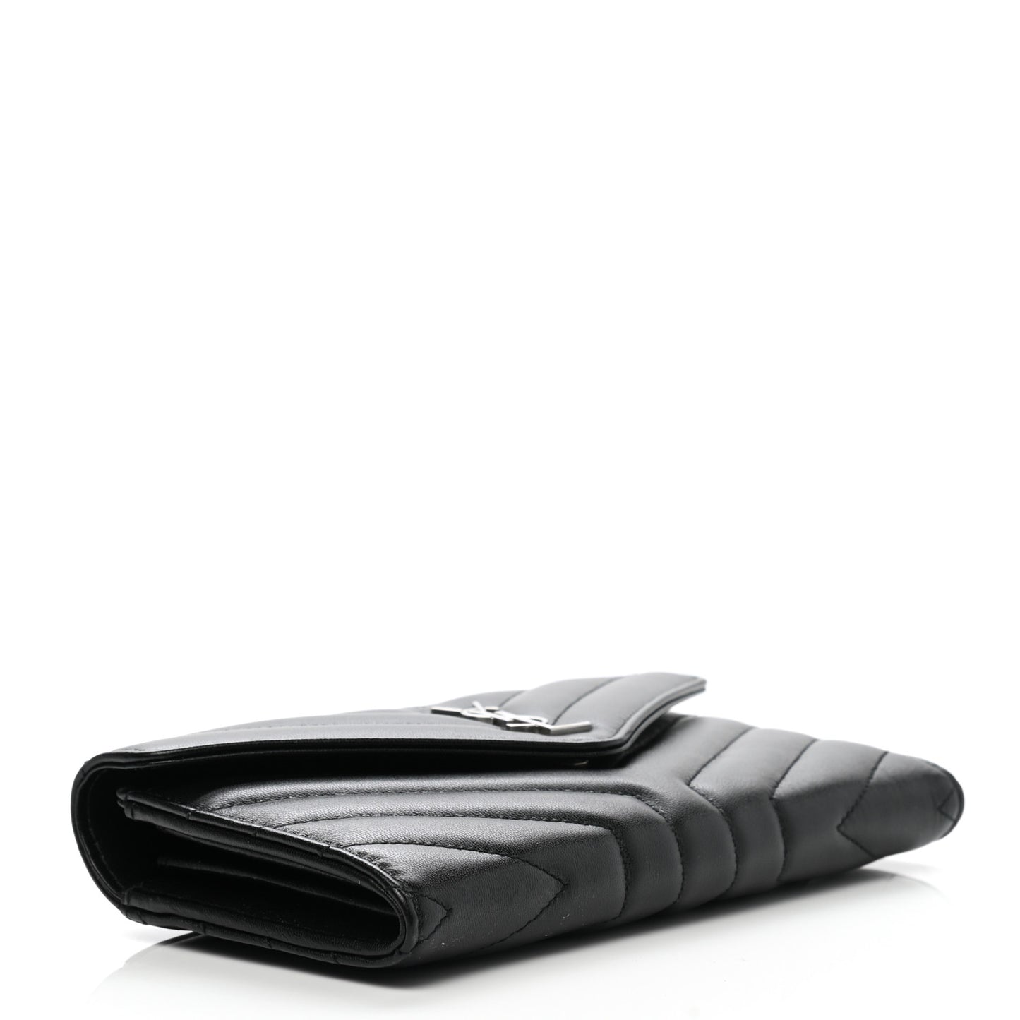 Lambskin Y Quilted Monogram Large Loulou Flap Wallet Black