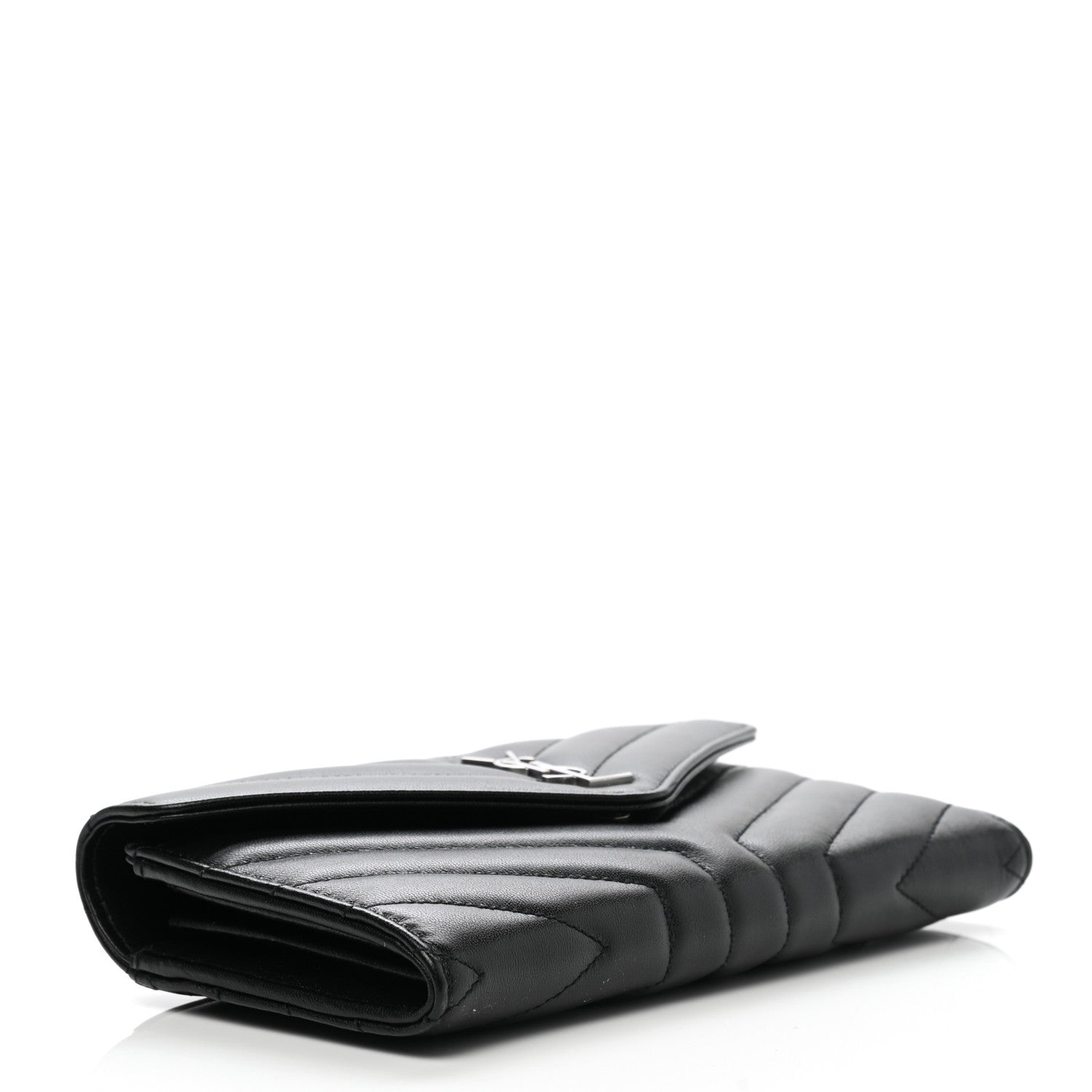 Saint Laurent Lambskin Y Quilted Monogram Large Loulou Flap Wallet Black 4 of 8