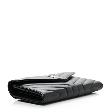 Saint Laurent Lambskin Y Quilted Monogram Large Loulou Flap Wallet Black 4 of 8