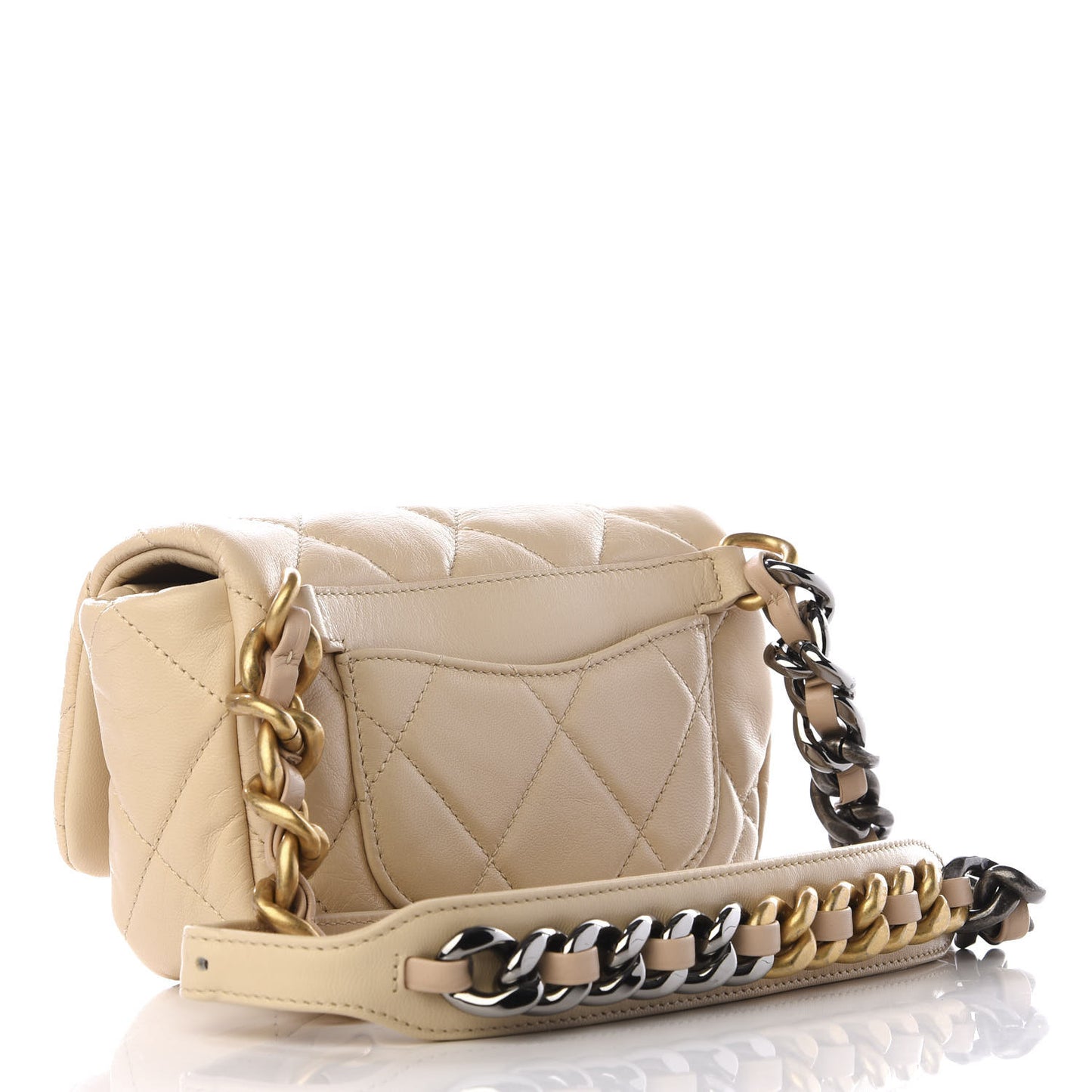 Lambskin Quilted 19 Waist Bag Light Beige