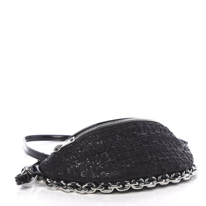 Alexander Wang Patent Tweed Chain Embellished Attica Belt Bag Black 5 of 11