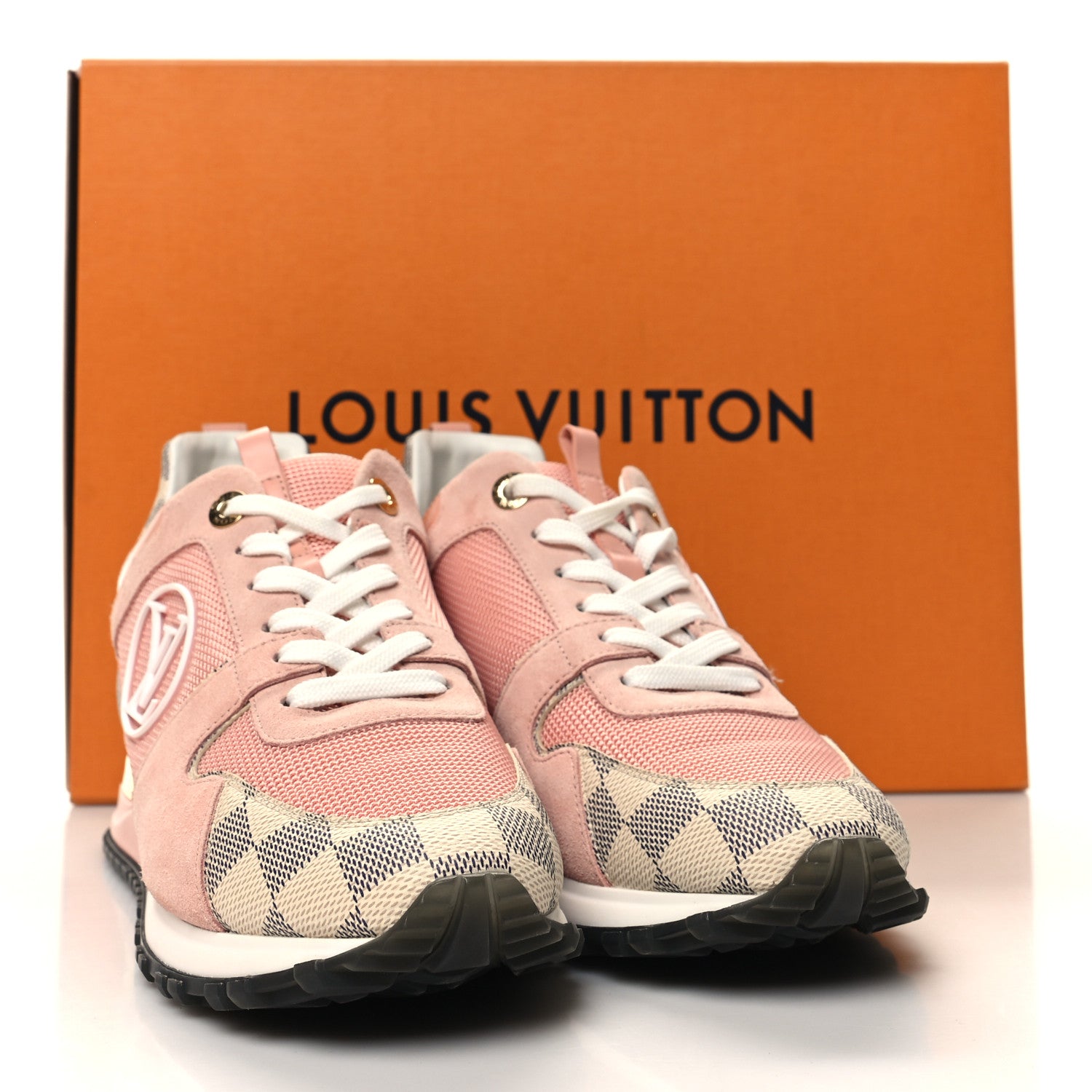 Louis Vuitton Suede Damier Azur Run Away Sneakers 39 Pink 9 of 9