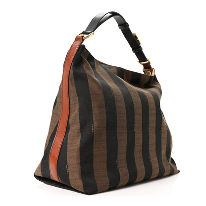 Fendi Pequin Cuoio Vegetale Large Hobo Tobacco Black Cuoio 3 of 10