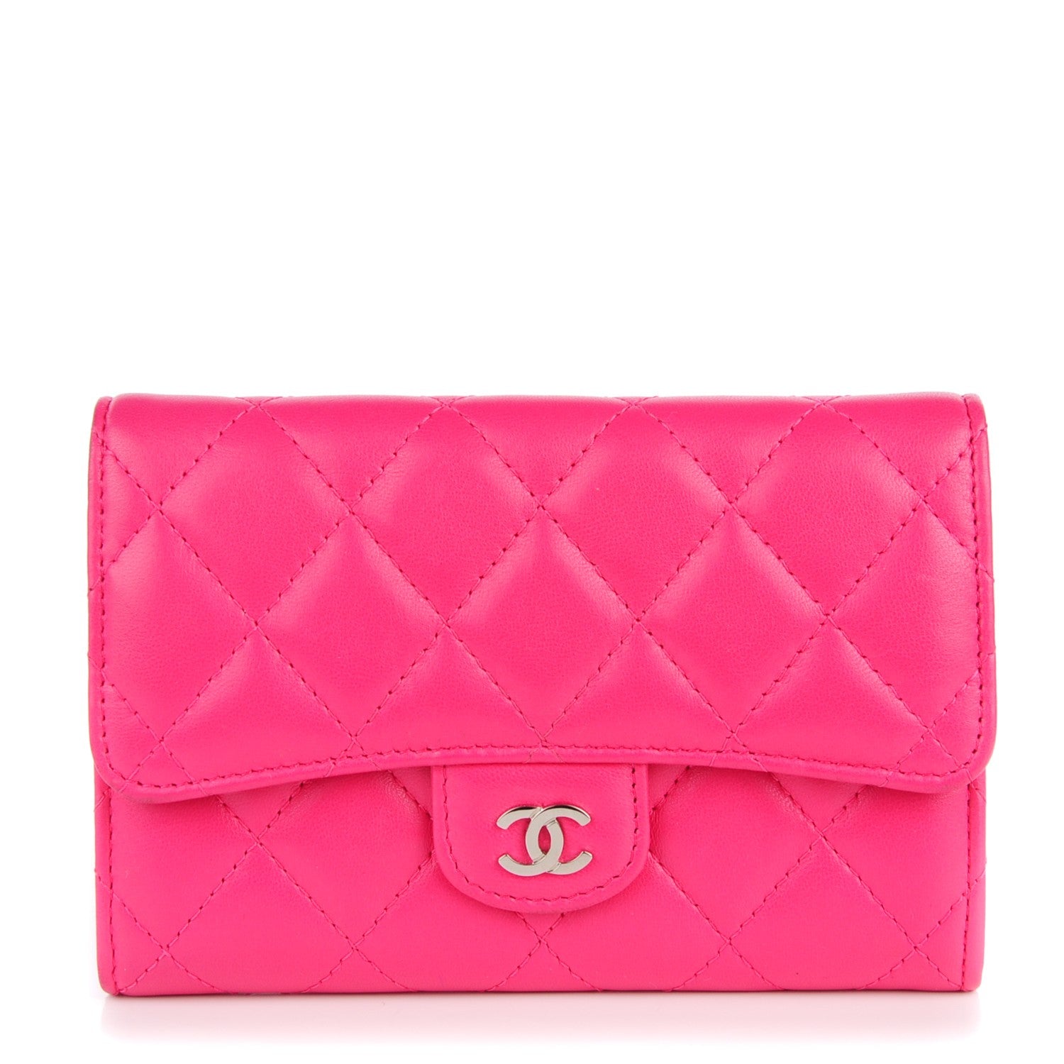 Chanel Lambskin Quilted Small Flap Wallet Fuchsia 1 of 8