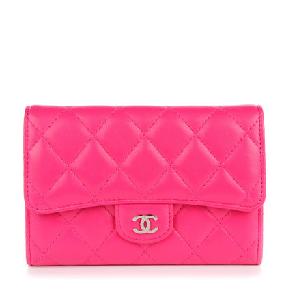 Chanel Lambskin Quilted Small Flap Wallet Fuchsia 1 of 8
