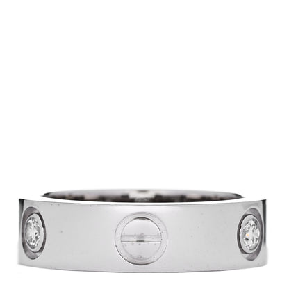Cartier 18K White Gold 3 Diamond 5.5mm LOVE Ring 52 6 3 of 4