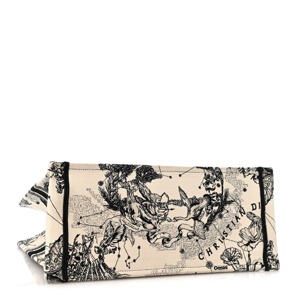 Christian Dior Canvas Zodiac Toile De Jouy Embroidered Large Book Tote Latte 4 of 12