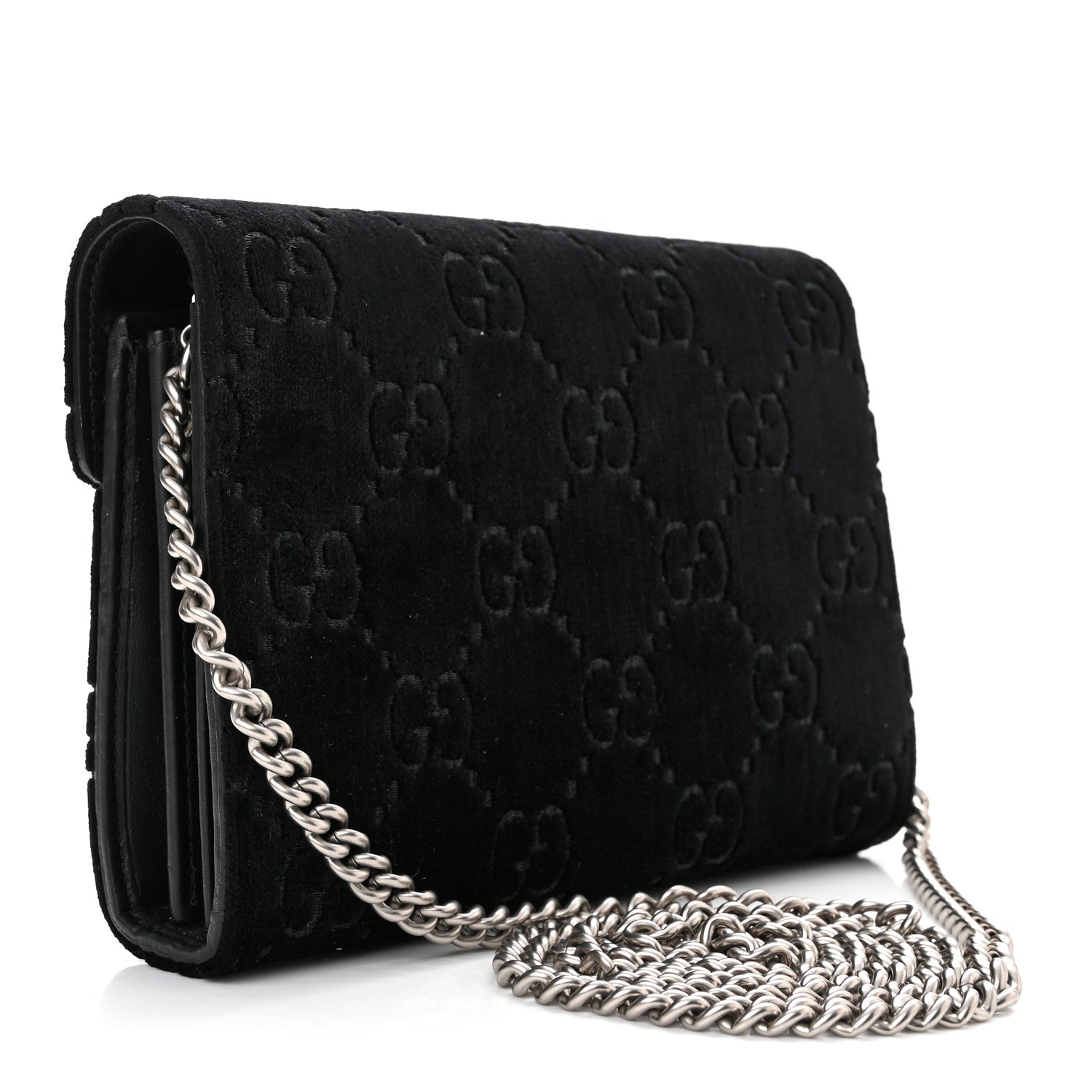 Gucci Velvet GG Monogram Mini Dionysus Chain Wallet Black 3 of 11