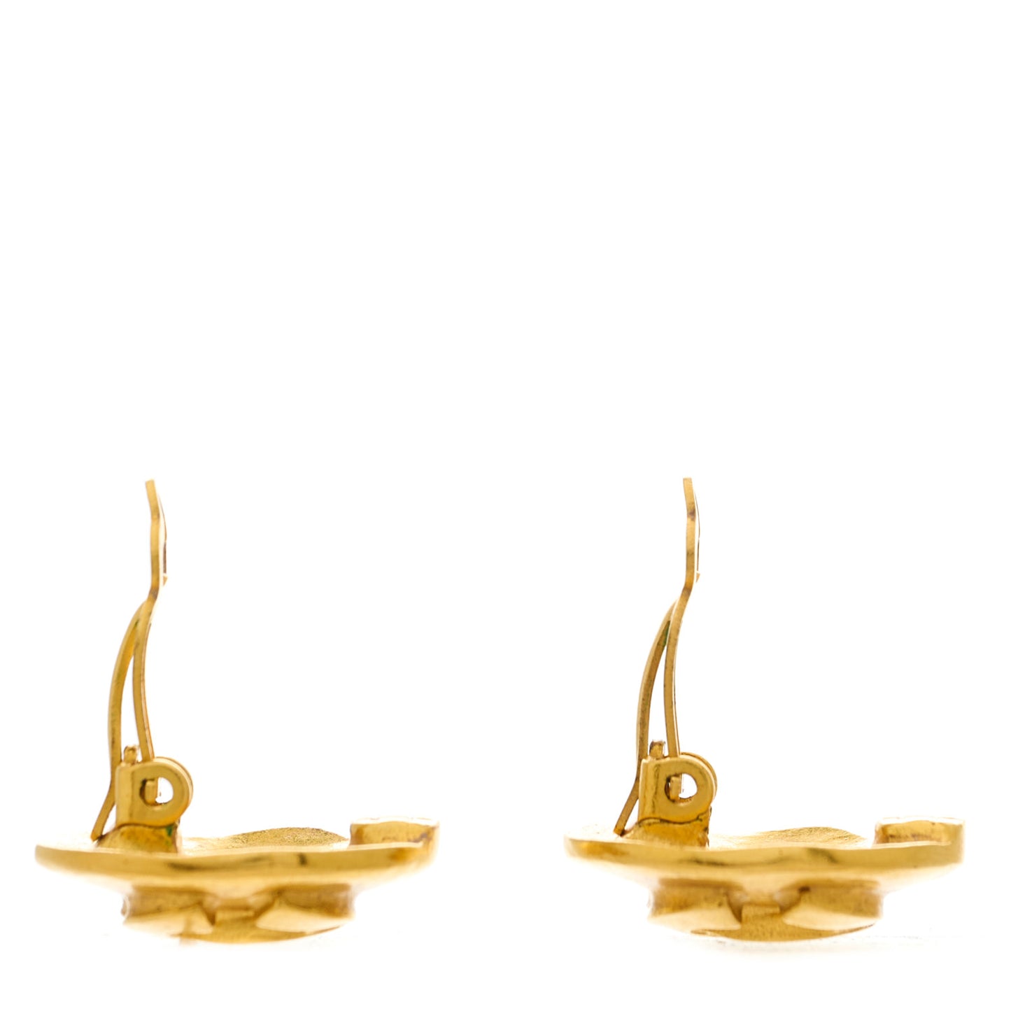 Metal CC Button Clip On Earrings Gold