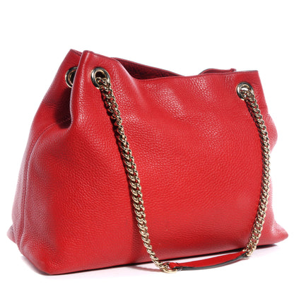 Gucci Pebbled Calfskin Medium Soho Chain Shoulder Bag Red 3 of 8
