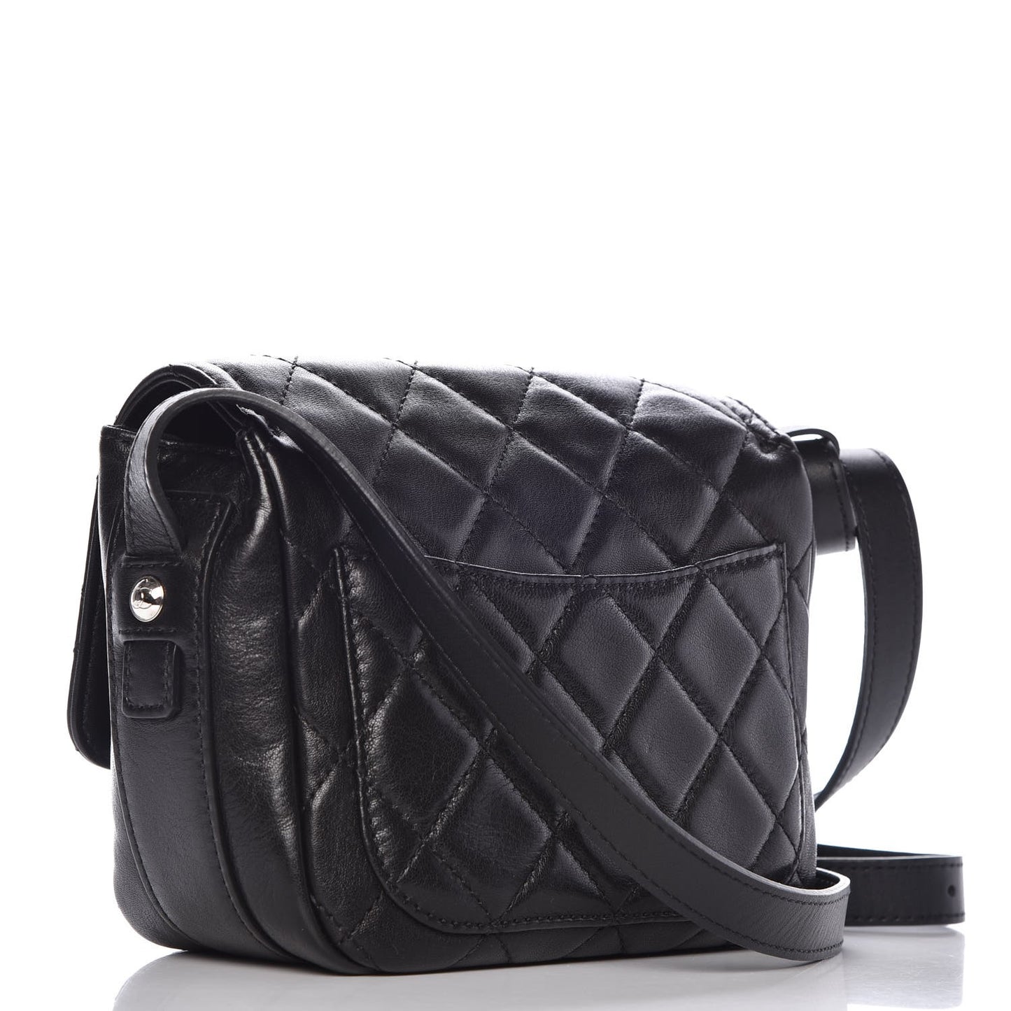 Lambskin Quilted Messenger Bag Black