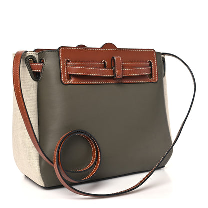 Loewe Calfskin Linen Mini Lazo Tote Khaki Green 3 of 9