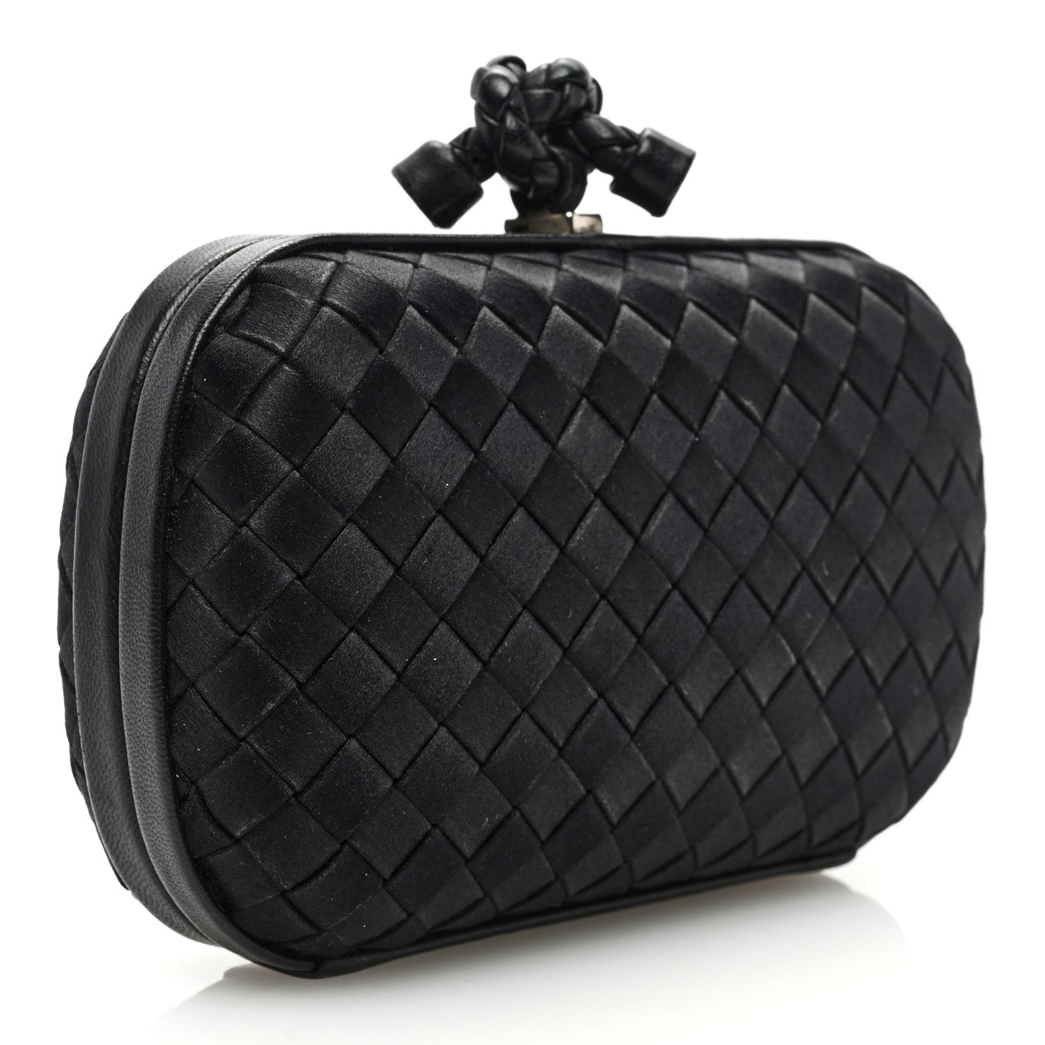 Bottega Veneta Satin Intreccio Impero Knot Clutch Black 3 of 7