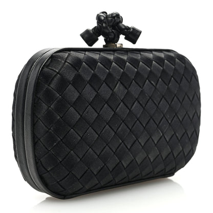 Bottega Veneta Satin Intreccio Impero Knot Clutch Black 3 of 7