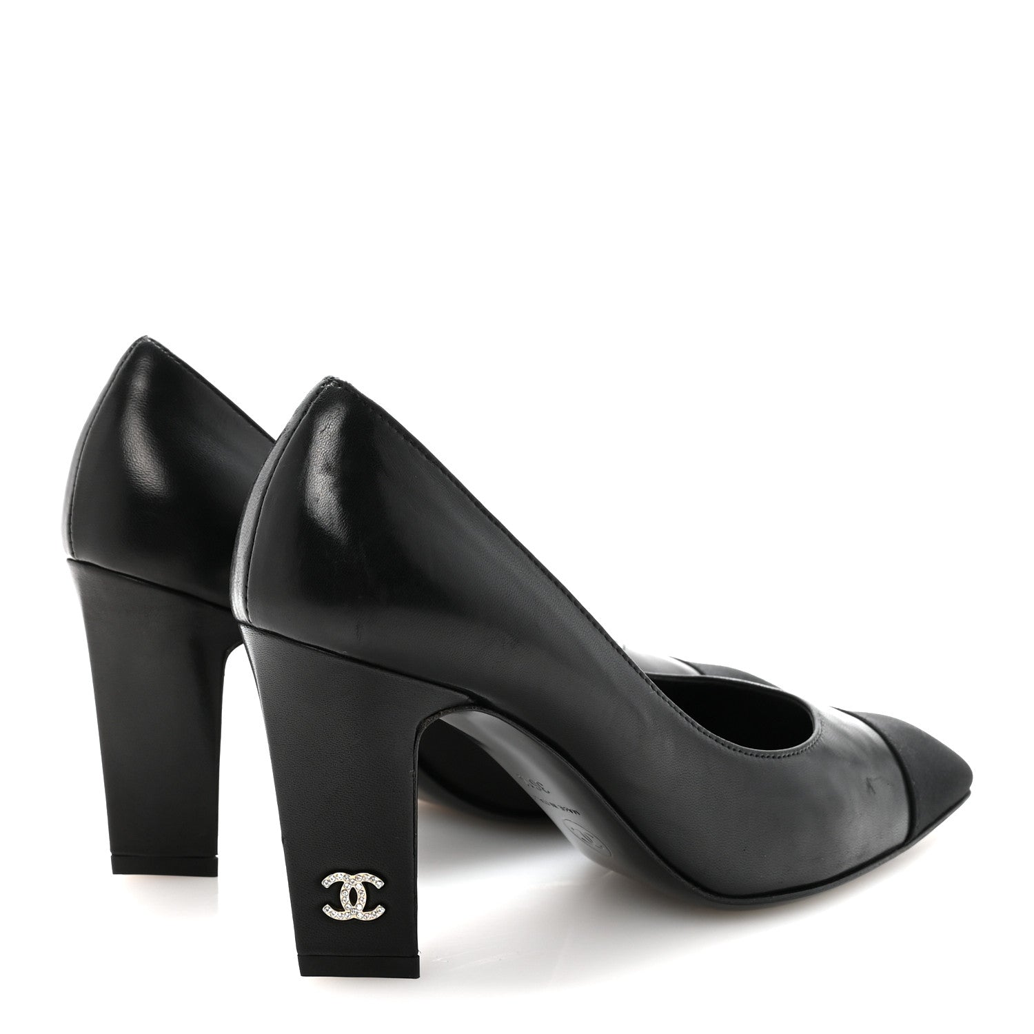 Chanel Lambskin Grosgrain Cap Toe CC Pumps 36.5 Black 5 of 9