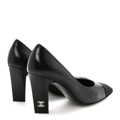 Chanel Lambskin Grosgrain Cap Toe CC Pumps 36.5 Black 5 of 9