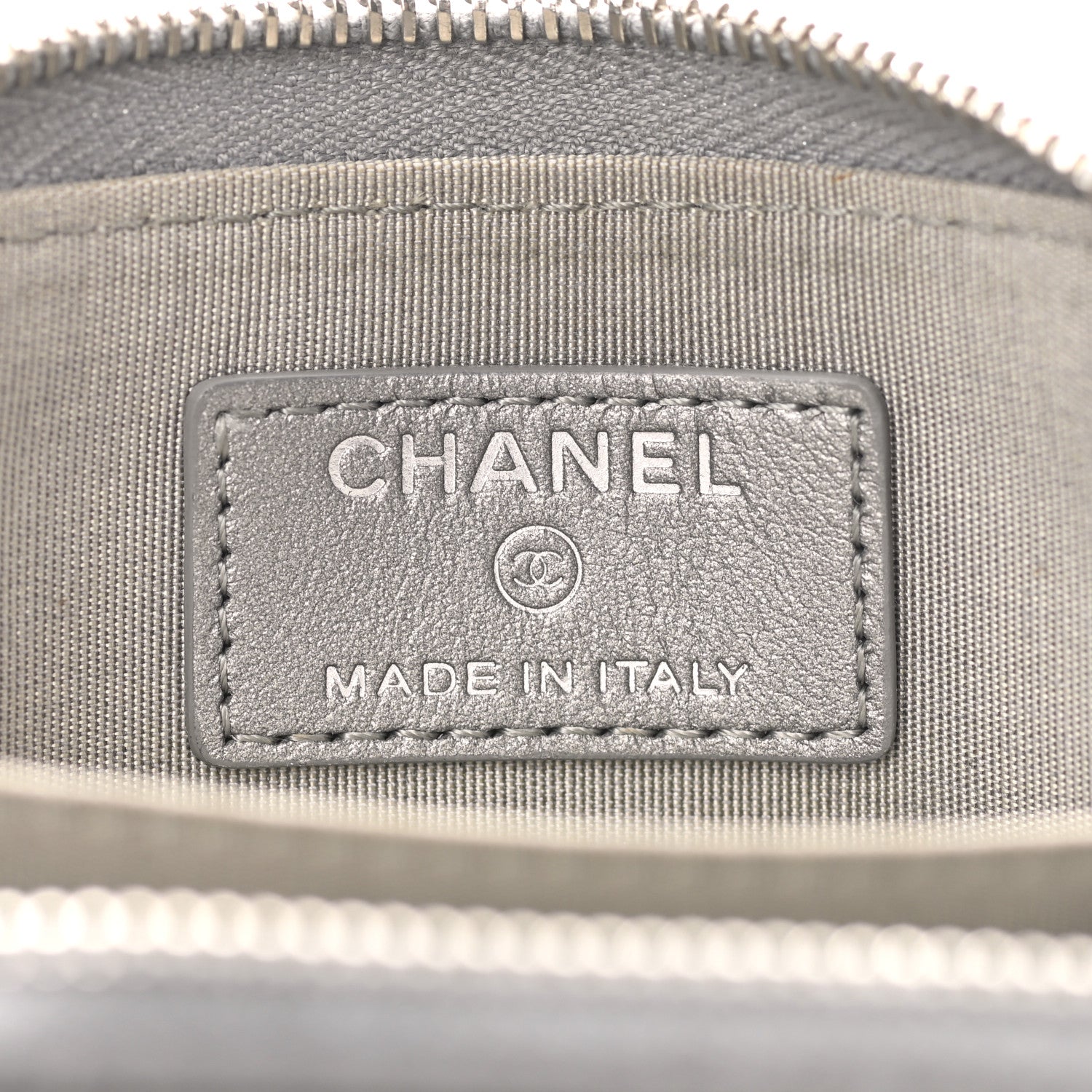 Chanel Metallic Caviar Quilted CC Zip Around Coin Purse Wallet Silver 6 of 8
