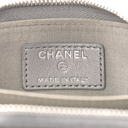Chanel Metallic Caviar Quilted CC Zip Around Coin Purse Wallet Silver 6 of 8