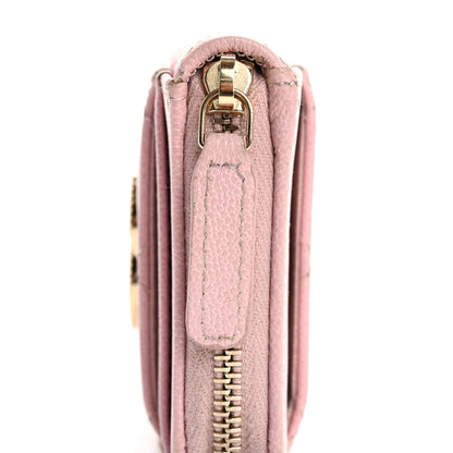 Chanel Caviar Quilted Studded CC Zip Card Holder Pink 10 of 14