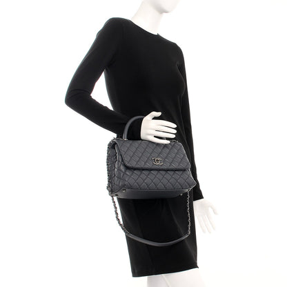 Chanel Caviar Quilted Small Coco Handle Flap Grey 2 of 15