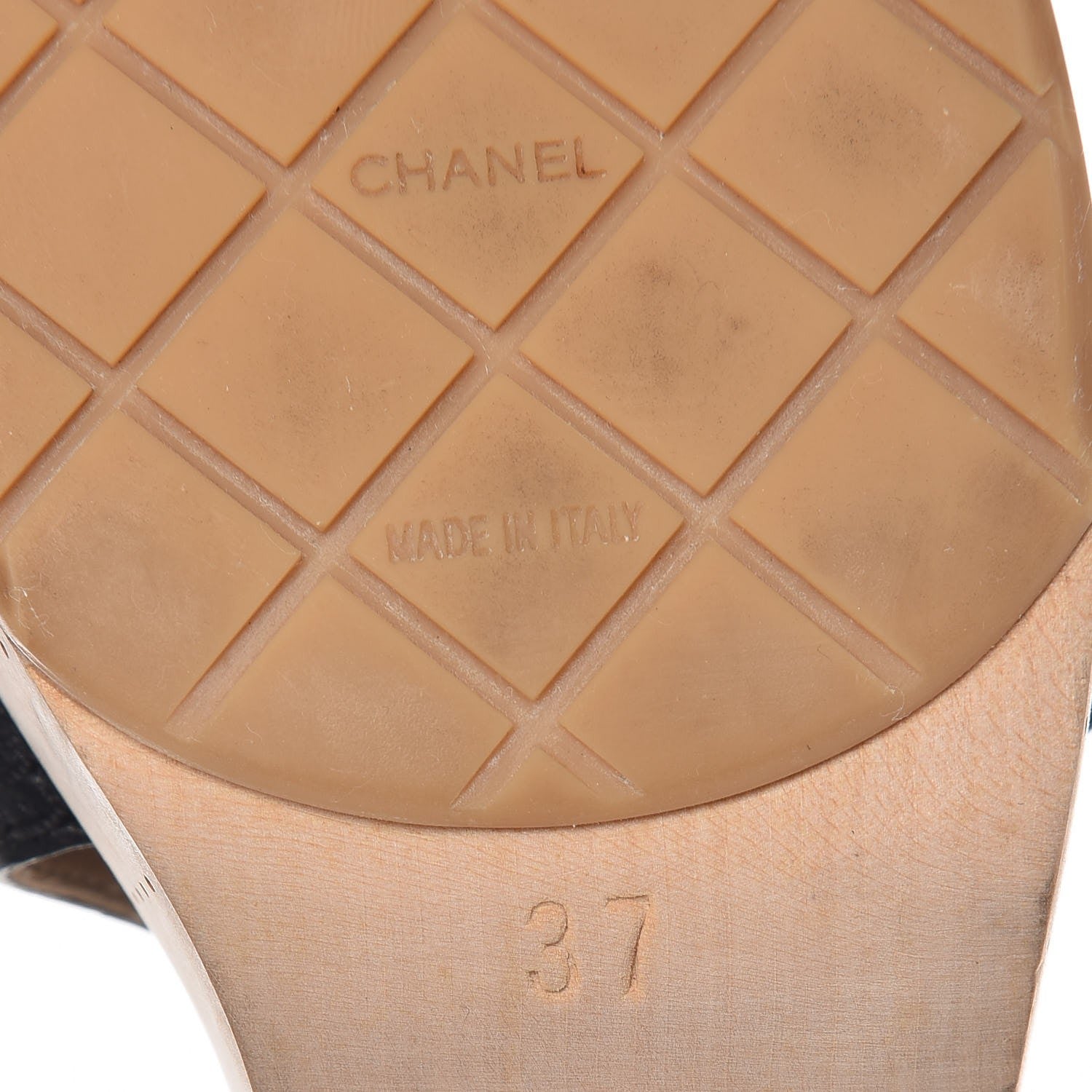 Chanel Lambskin Perforated CC Wood Clogs 37 Black 8 of 11