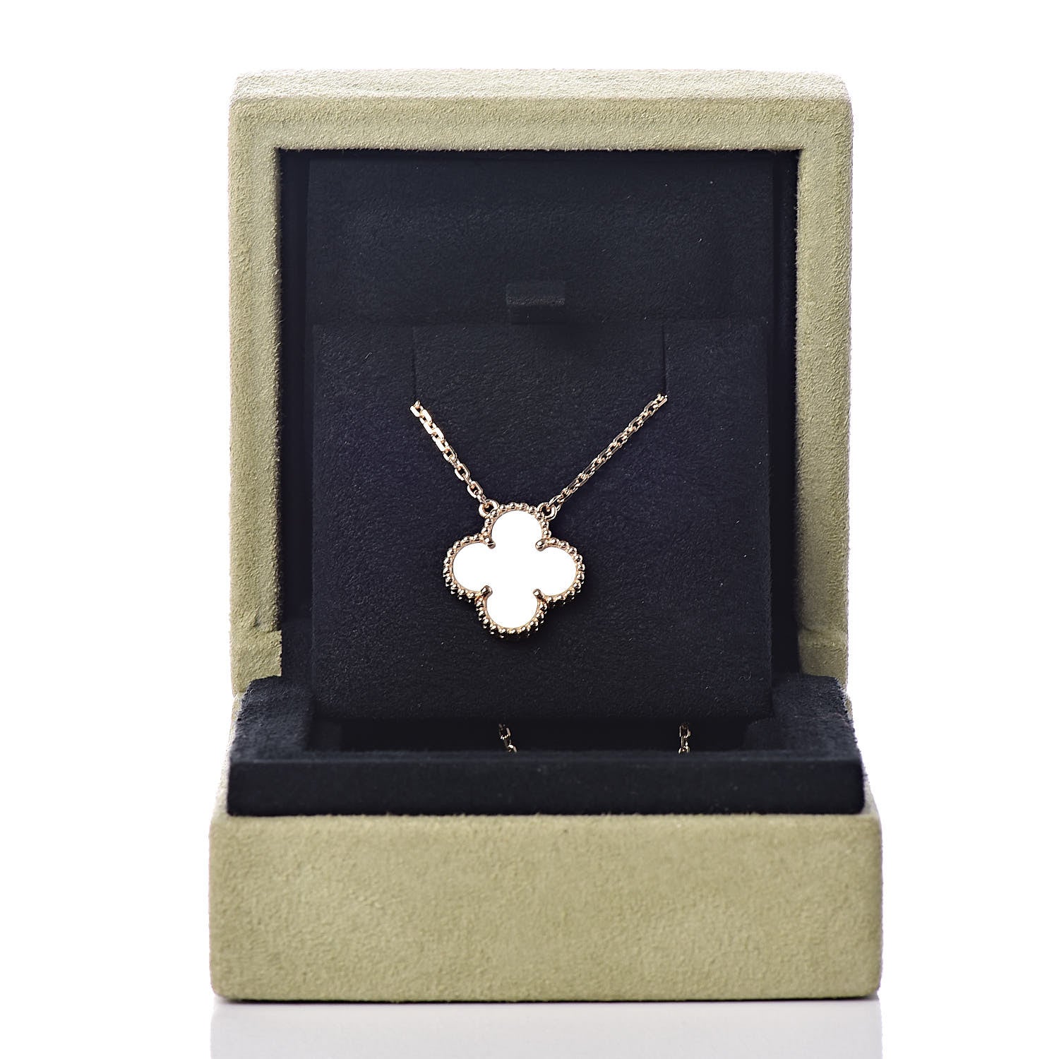Van Cleef & Arpels 18K Yellow Gold Mother of Pearl Vintage Alhambra Pendant Necklace 8 of 8