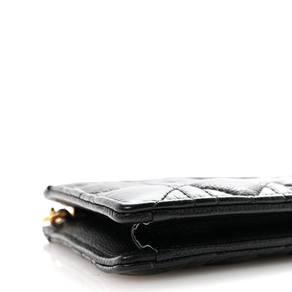 Christian Dior Calfskin Cannage Caro Zipped Pouch With Chain Black 8 of 10