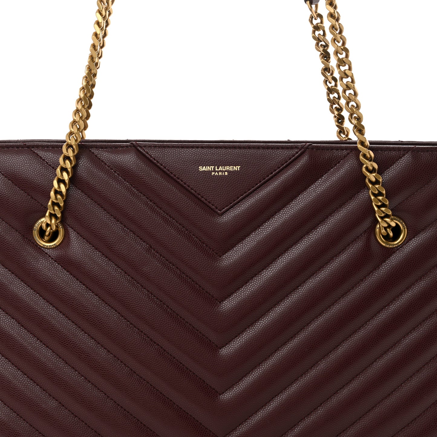 Grain de Poudre Matelasse Chevron Medium Tribeca Shopping Bag Rouge Legion
