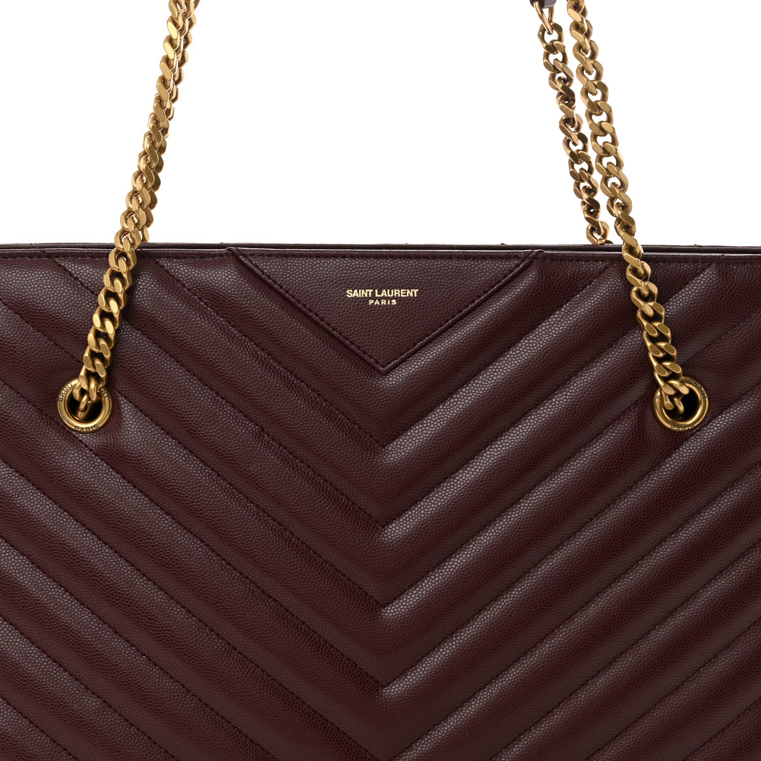 Saint Laurent Grain de Poudre Matelasse Chevron Medium Tribeca Shopping Bag Rouge Legion 8 of 10