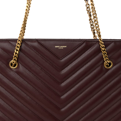 Saint Laurent Grain de Poudre Matelasse Chevron Medium Tribeca Shopping Bag Rouge Legion 8 of 10
