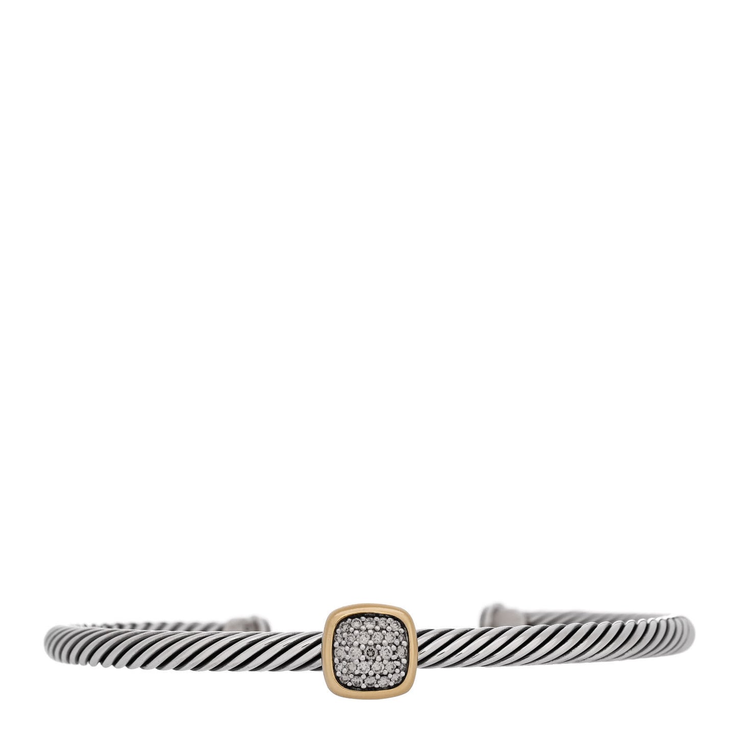 Sterling Silver 18K Yellow Gold Diamond 4mm Cable Classics Station Bracelet