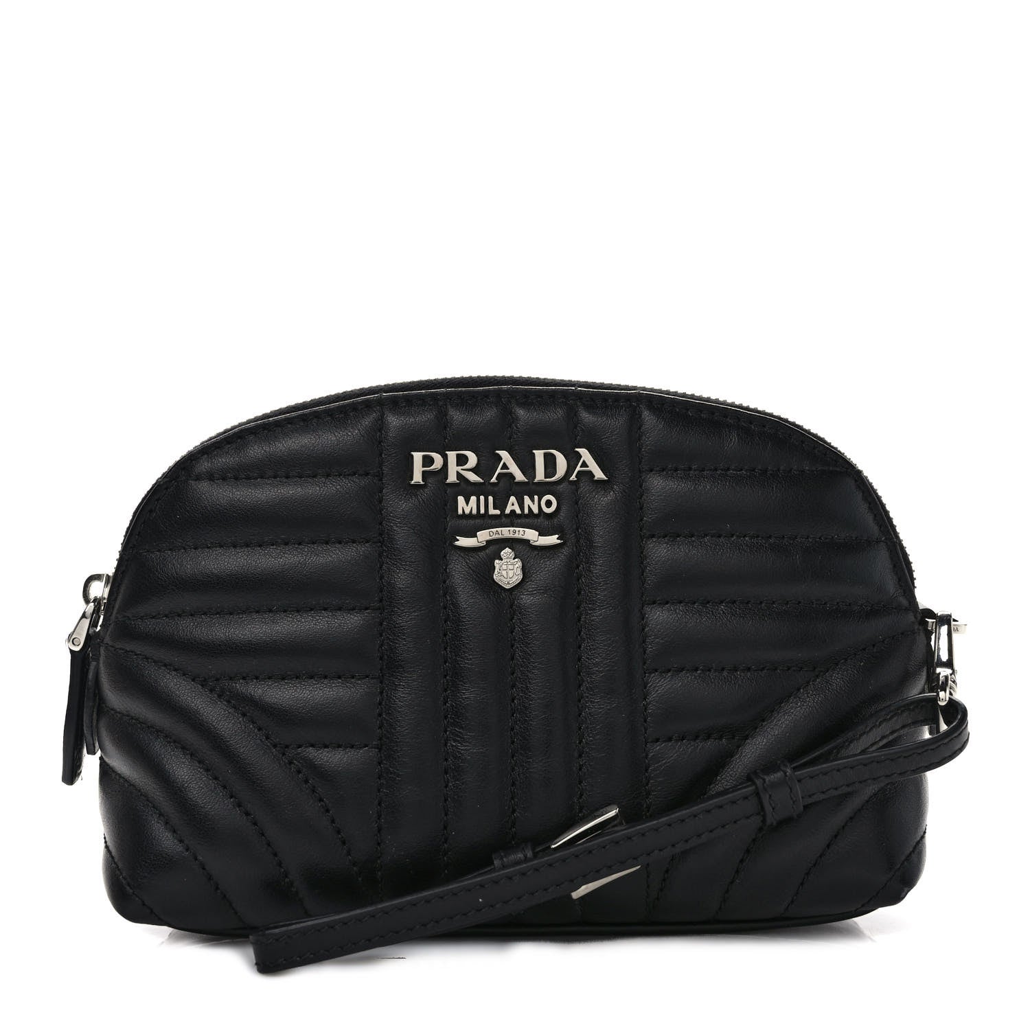 Prada Soft Calfskin Diagramme Wristlet Pouch Bag Black 1 of 7