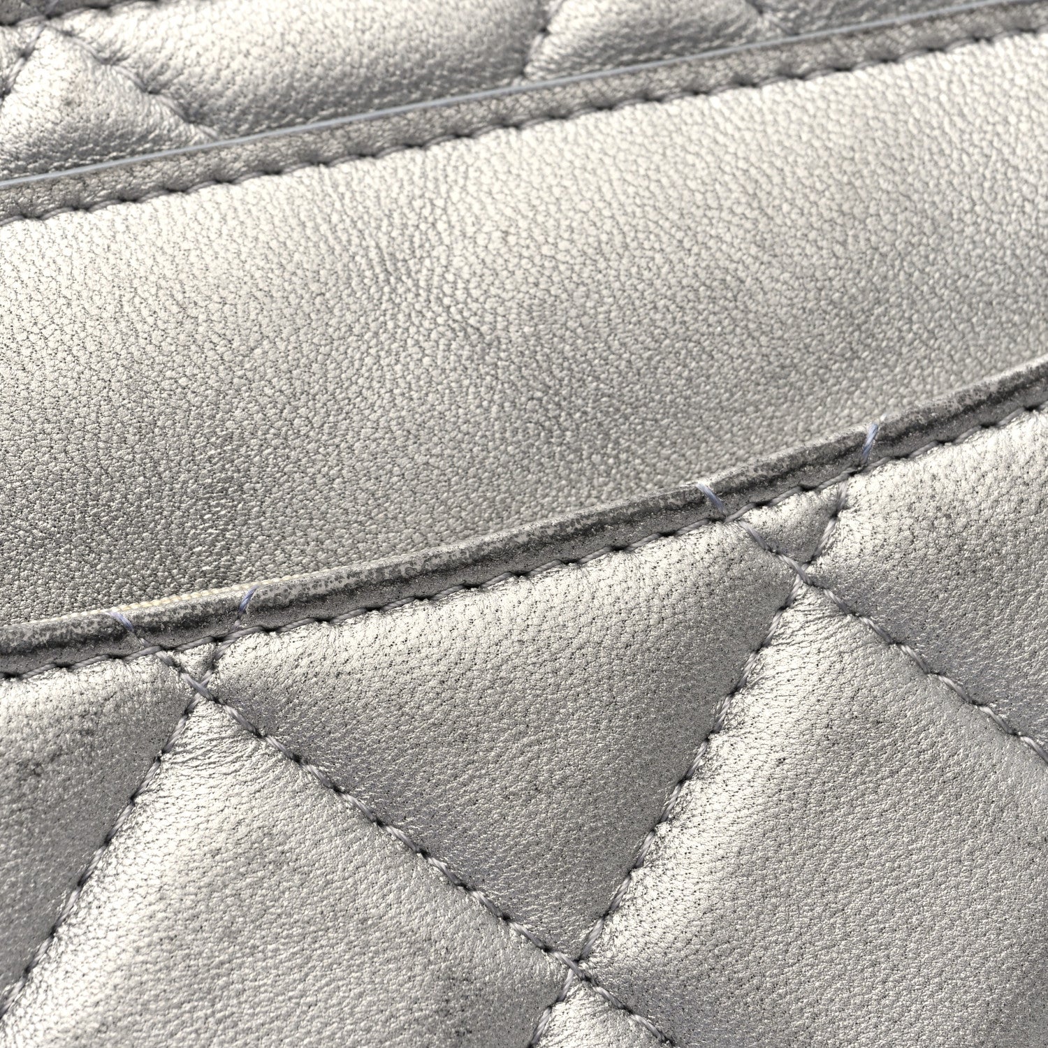 Chanel Metallic Lambskin Quilted Clutch With Chain Silver 13 of 14