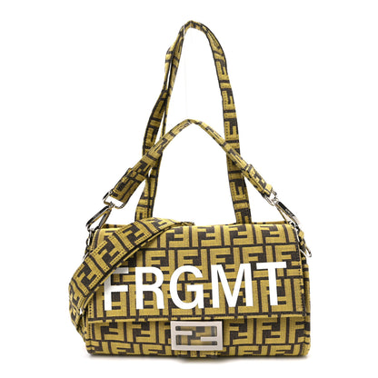 Fendi x FRGMT Woven Fabric Jacquard FF Embroidered Baguette Foldable Tote Tobacco Mimosa 1 of 12