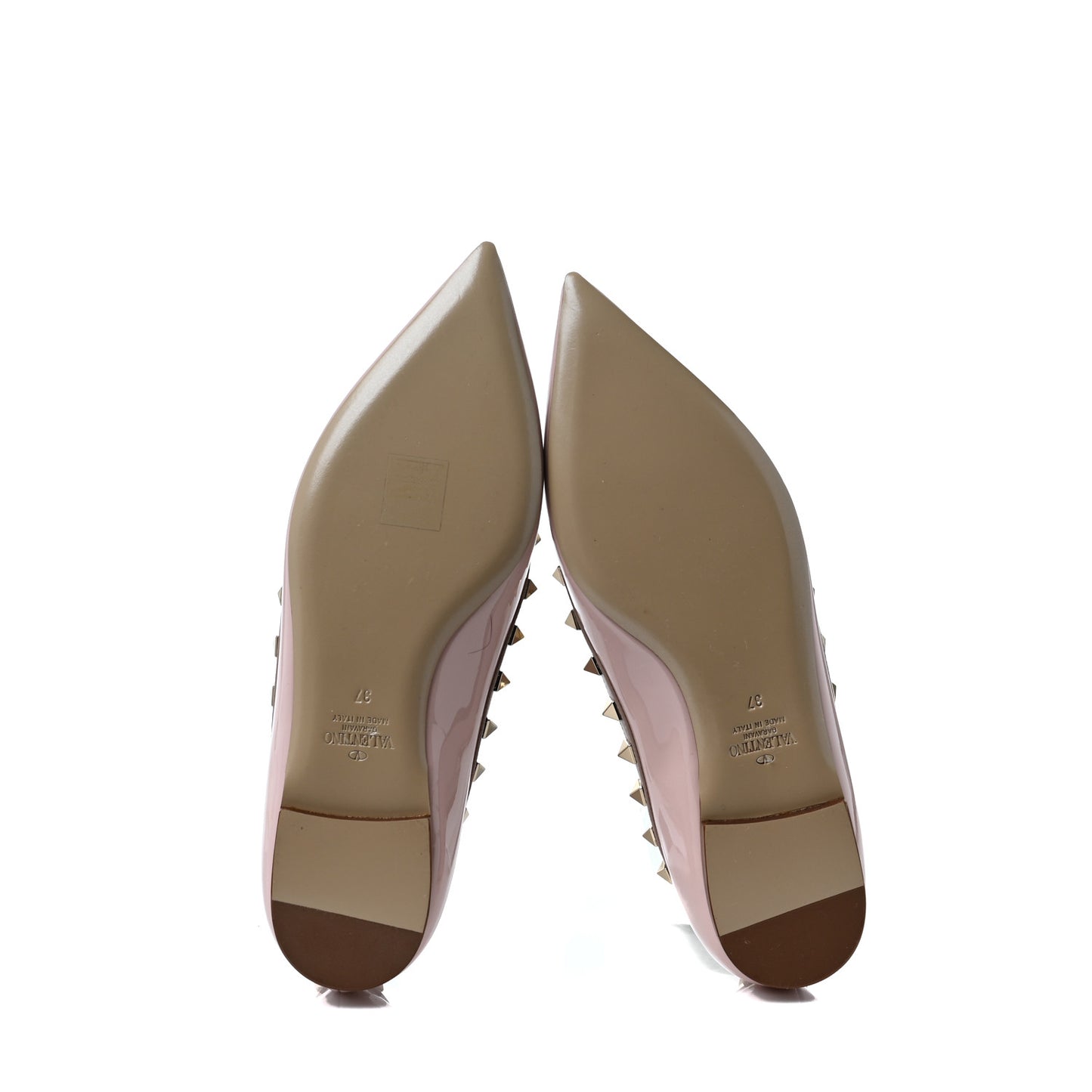 Patent Rockstud Ballerina Flats 37 Water Rose Poudre