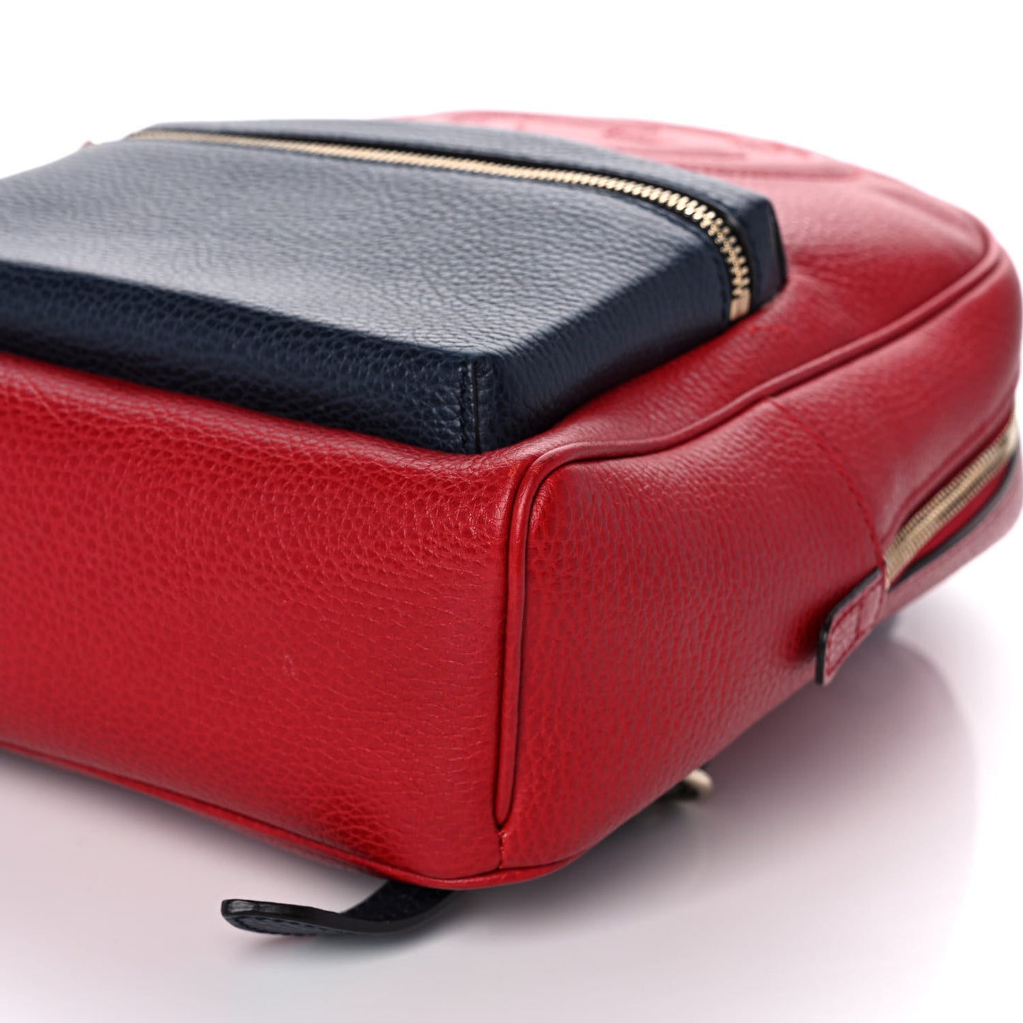 Pebbled Calfskin Bi-Color Soho Chain Backpack Red Navy