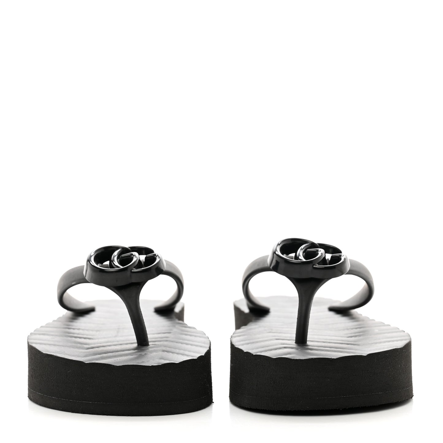 Rubber Chevron Womens GG Thong Sandals 36 Black