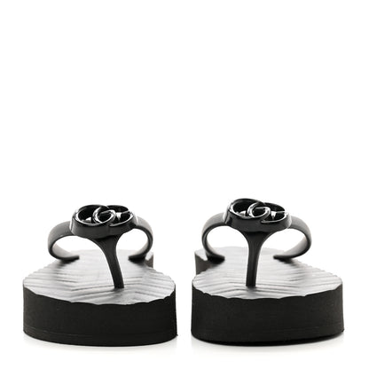 Gucci Rubber Chevron Womens GG Thong Sandals 36 Black 2 of 8