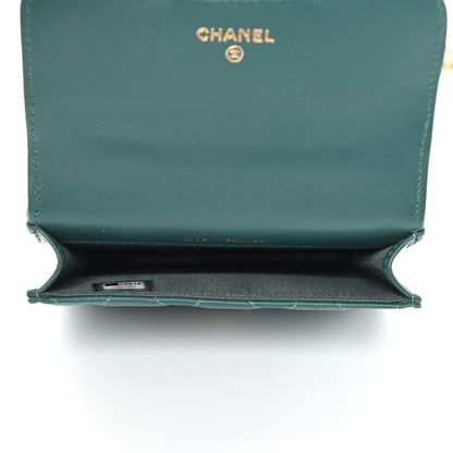 Chanel Lambskin Quilted Top Handle Flap Coin Purse With Chain Green 4 of 4